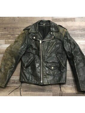 Vintage Vtg 60s-70's SCHOTT Perfecto Leather Jacket Black Small